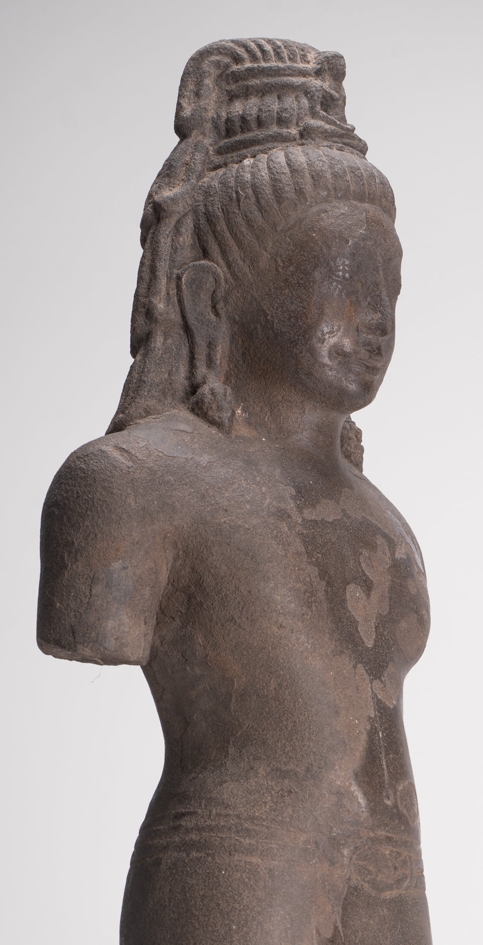 Antique Thai Style Stone Standing Bodhisattva Avalokitesvara Statue - 76cm/30"