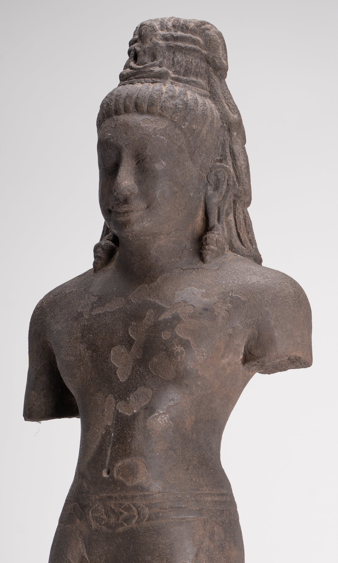 Antique Thai Style Stone Standing Bodhisattva Avalokitesvara Statue - 76cm/30"