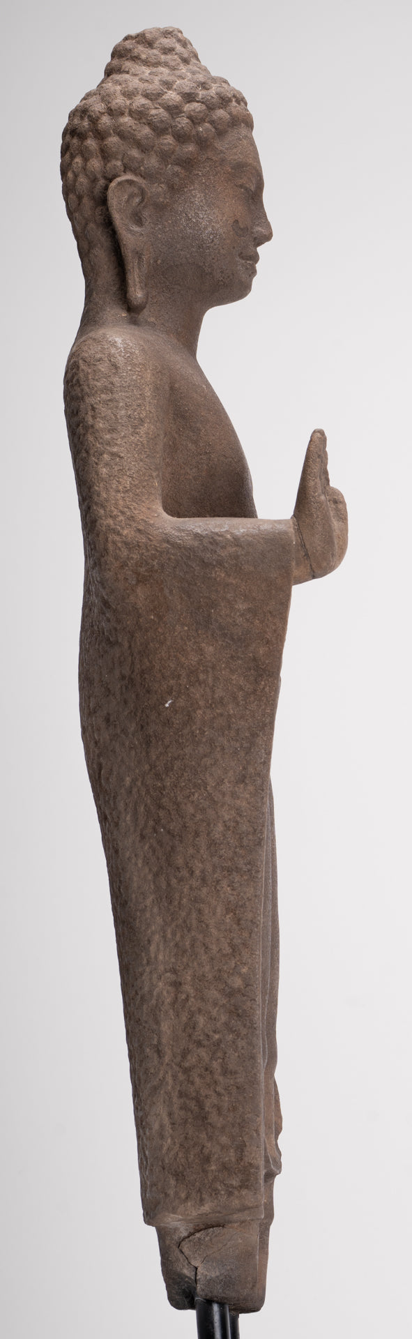 Buddha Statue - Antique Thai Style Stone Dvaravati Protection Buddha Statue - 76cm/30" Tall