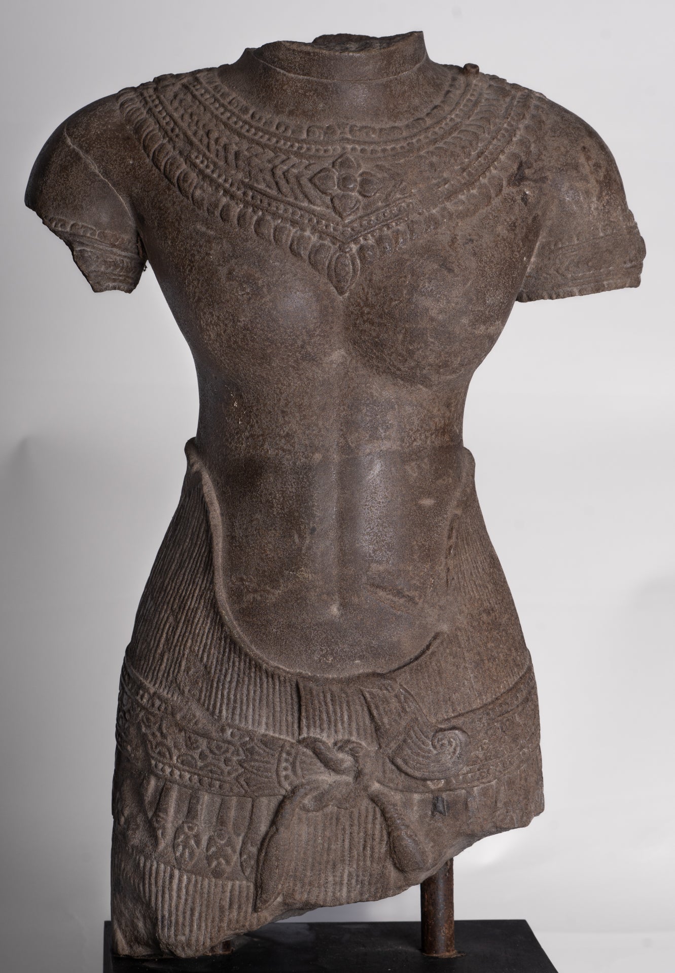 Lakshmi Statue - Antique Baphuon Style Stone Lakshmi / Devi Consort of Vishnu Torso - 58cm/23"