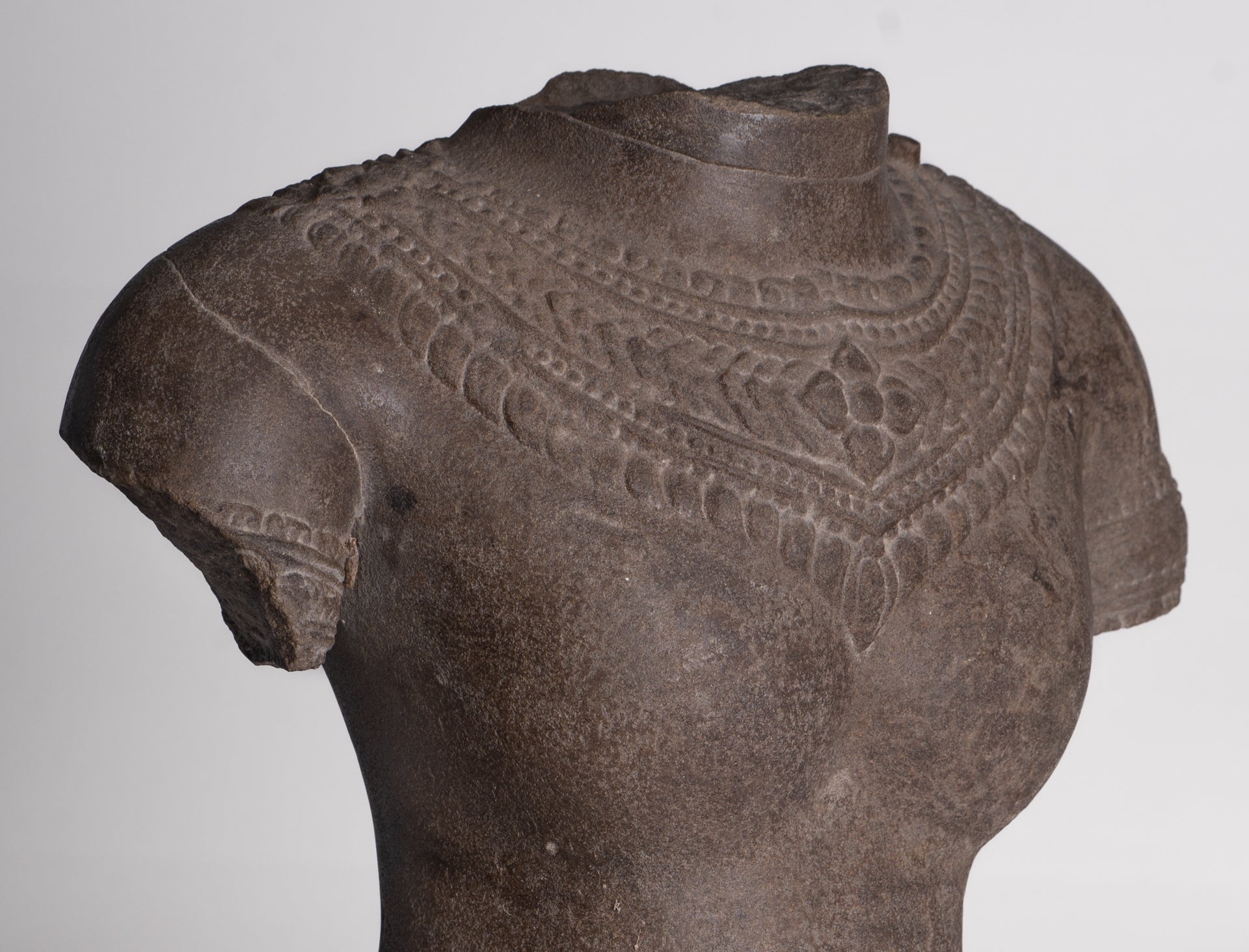 Lakshmi Statue - Antique Baphuon Style Stone Lakshmi / Devi Consort of Vishnu Torso - 58cm/23"