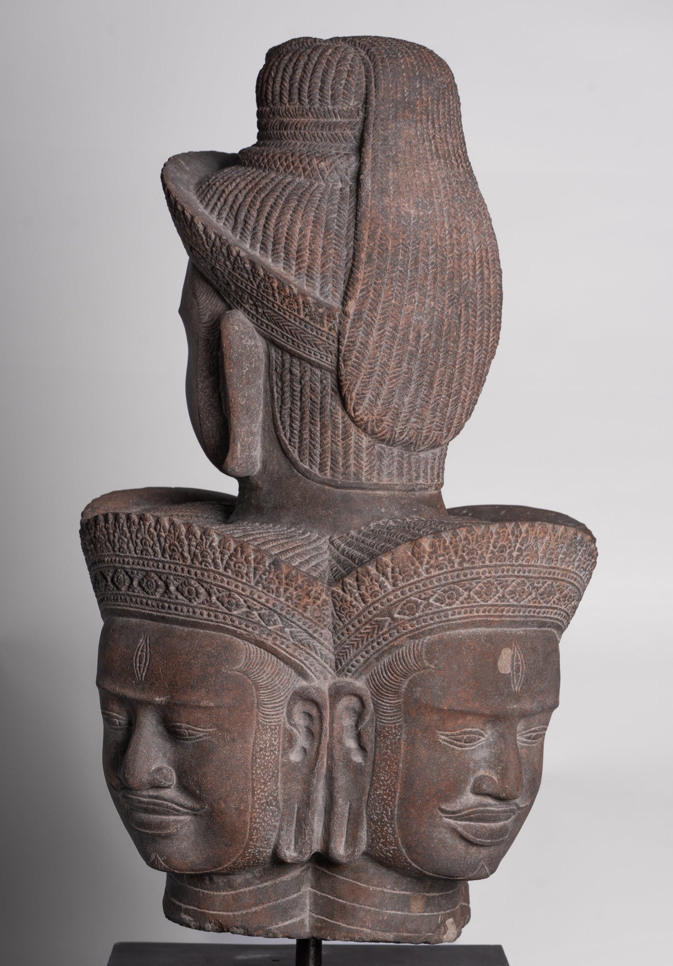 Shiva Statue - Antique Angkor Style Khmer Stone Pancha-Mukha Shiva Statue - The Destroyer - 72cm/29"