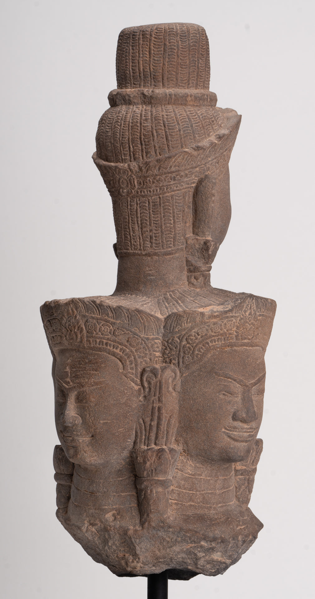 Bodhisattva - Antique Baphuon Style Mounted Stone Hevajra Statue - 55cm/22"