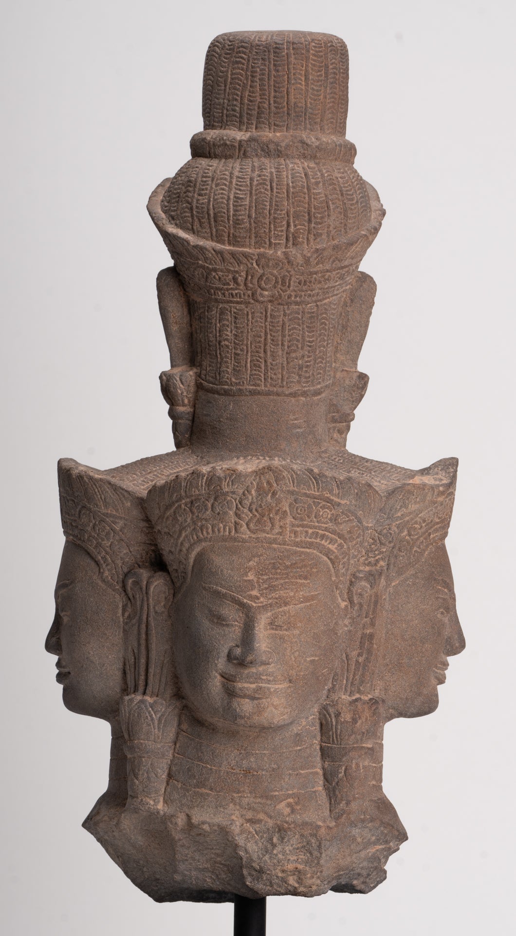 Bodhisattva - Antique Baphuon Style Mounted Stone Hevajra Statue - 55cm/22"