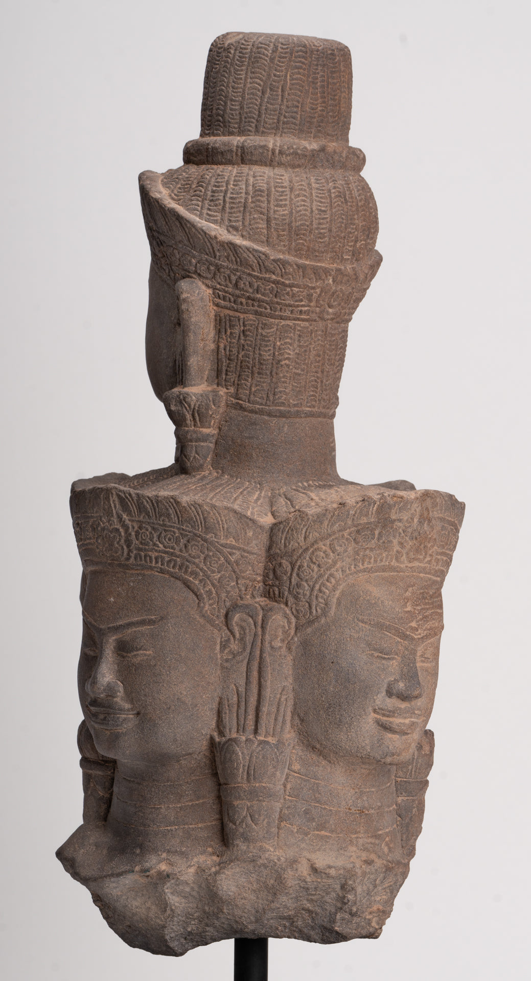 Bodhisattva - Antique Baphuon Style Mounted Stone Hevajra Statue - 55cm/22"