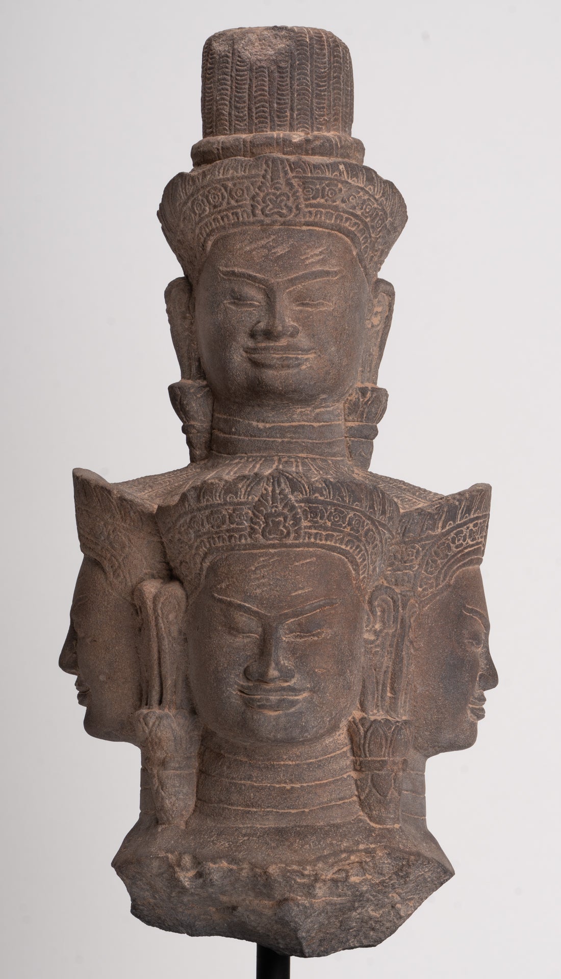 Bodhisattva - Antique Baphuon Style Mounted Stone Hevajra Statue - 55cm/22"