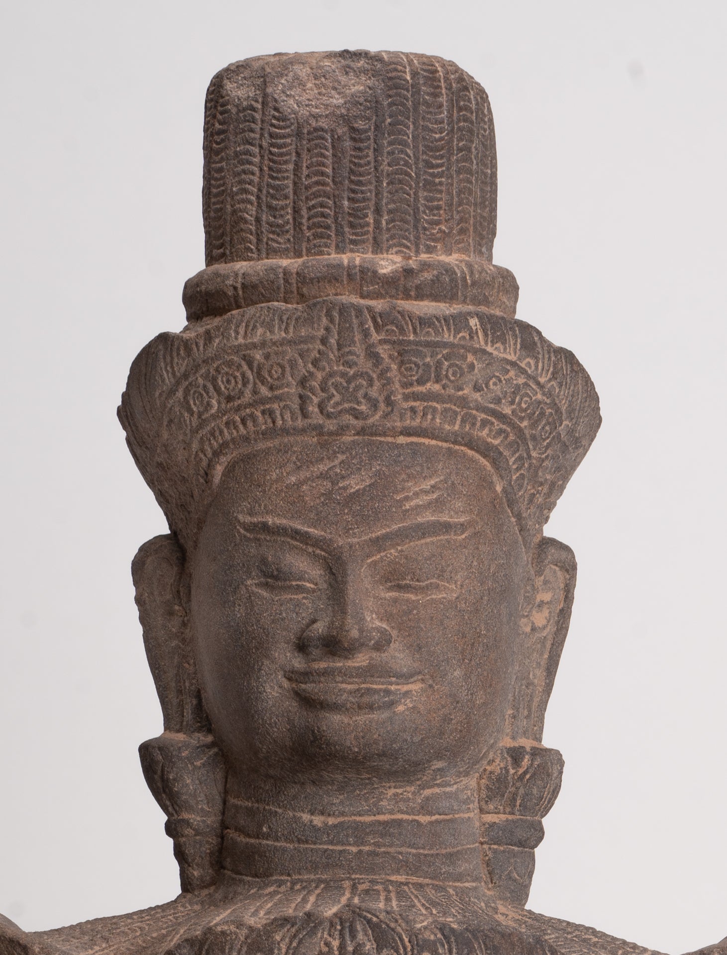 Bodhisattva - Antique Baphuon Style Mounted Stone Hevajra Statue - 55cm/22"