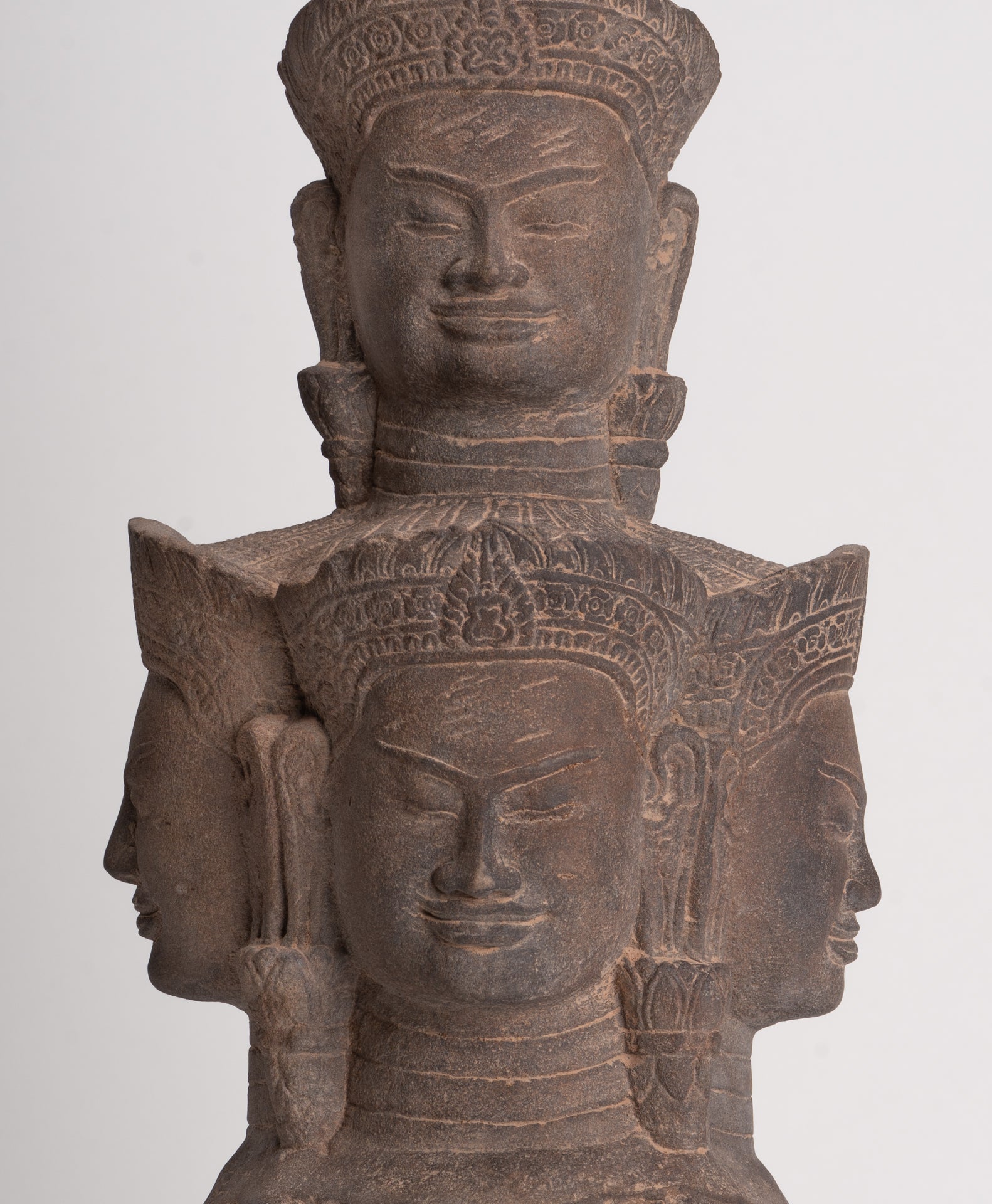 Bodhisattva - Antique Baphuon Style Mounted Stone Hevajra Statue - 55cm/22"