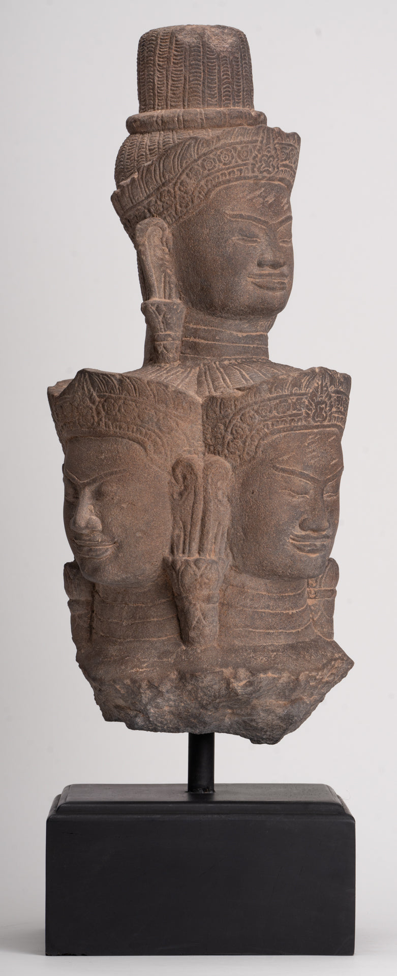 Bodhisattva - Antique Baphuon Style Mounted Stone Hevajra Statue - 55cm/22"