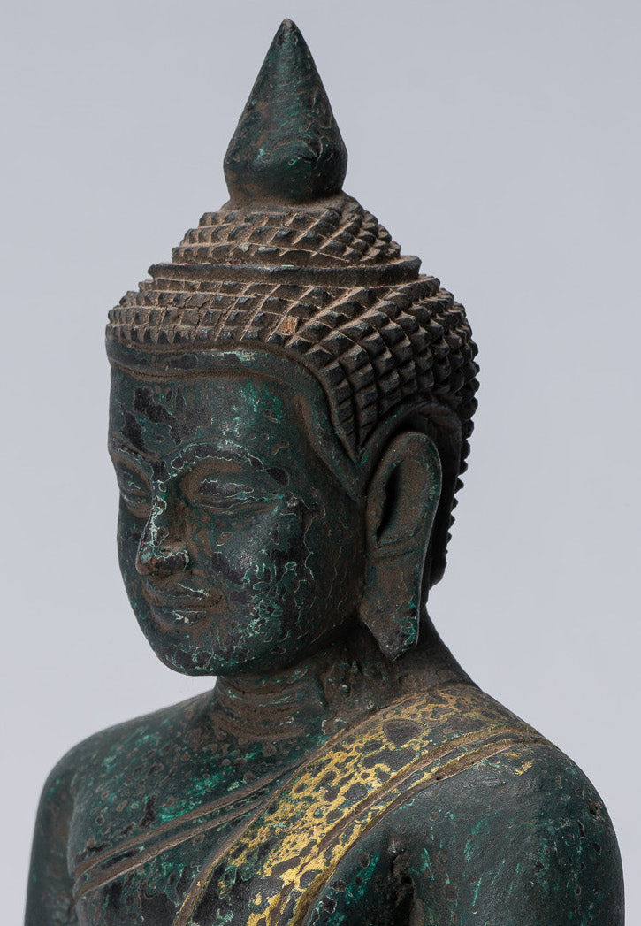 Bouddha Sculpture-Antique Khmer Style Seated Buddha Statue Dhyana Meditation Mudra-21cm/8 "