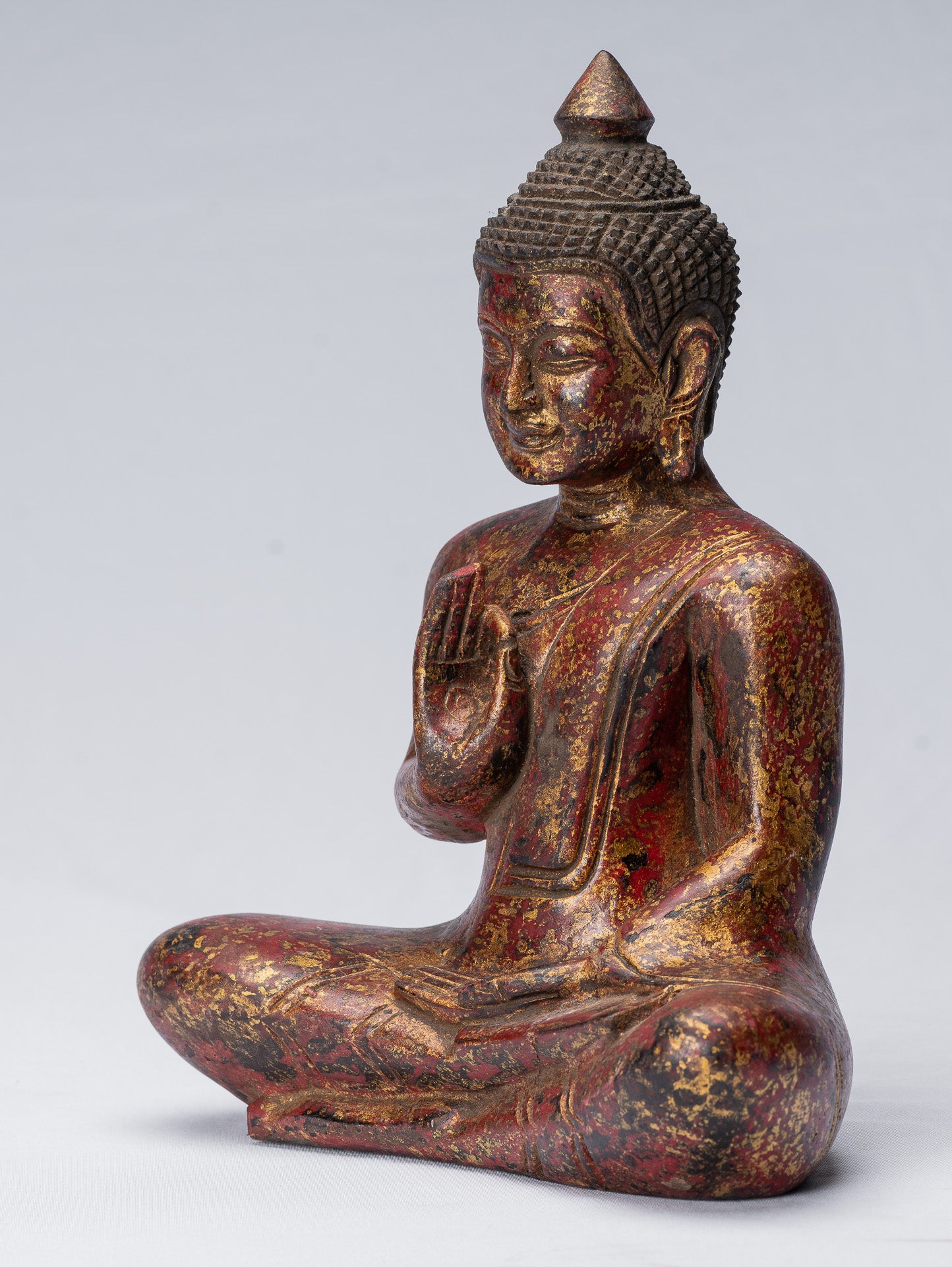 Buddha Sculpture - Buddha - Antique Khmer Style Sehoted Buddha Statue Teaching Mudra - 27 cm/11 "