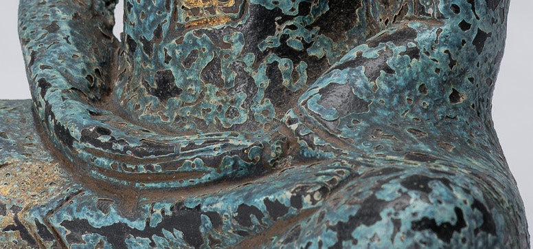 Bouddha Sculpture-Antique Khmer Style Seated Buddha Statue Dhyana Meditation Mudra-21cm/8 "