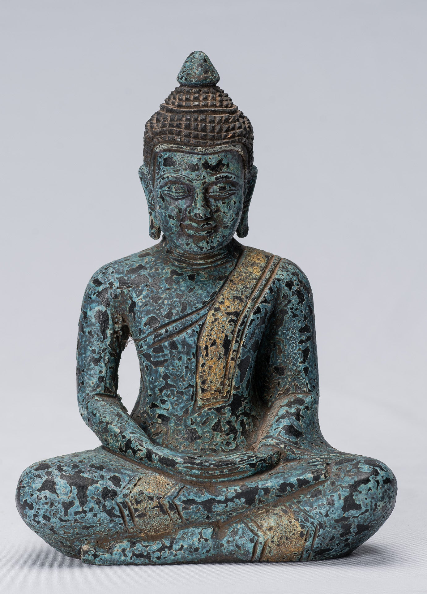 Bouddha Sculpture-Antique Khmer Style Seated Buddha Statue Dhyana Meditation Mudra-21cm/8 "