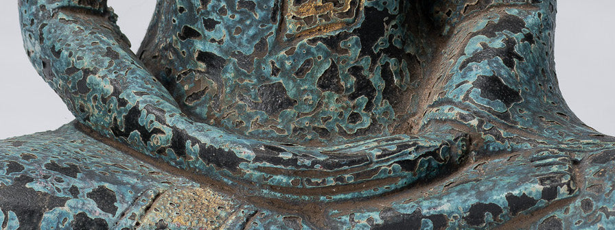 Bouddha Sculpture-Antique Khmer Style Seated Buddha Statue Dhyana Meditation Mudra-21cm/8 "