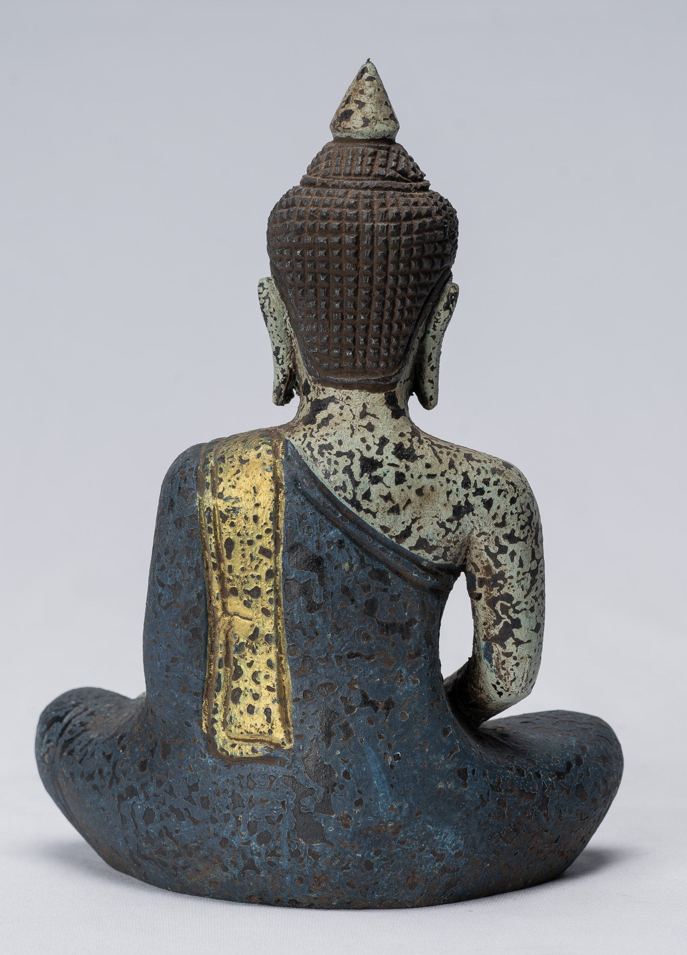 Buddha Sculpture - Antique Khmer in stile Khmer Seduto Buddha Statue Dhyana Meditation Mudra - 21 cm/8 "