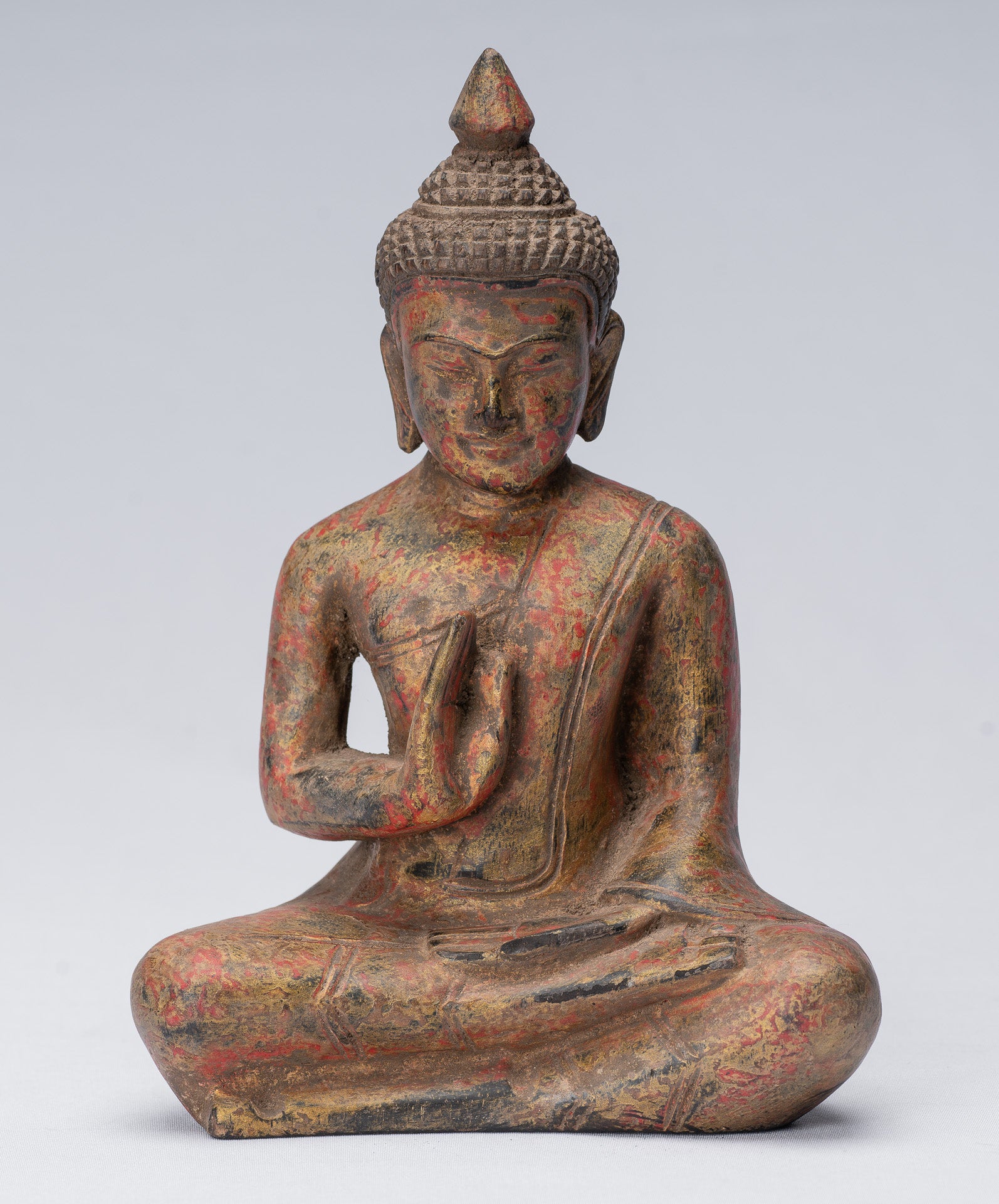 Buddha Sculpture - Buddha - Antique Khmer Style seduto Buddha Statue Teaching Mudra - 21 cm/8 "