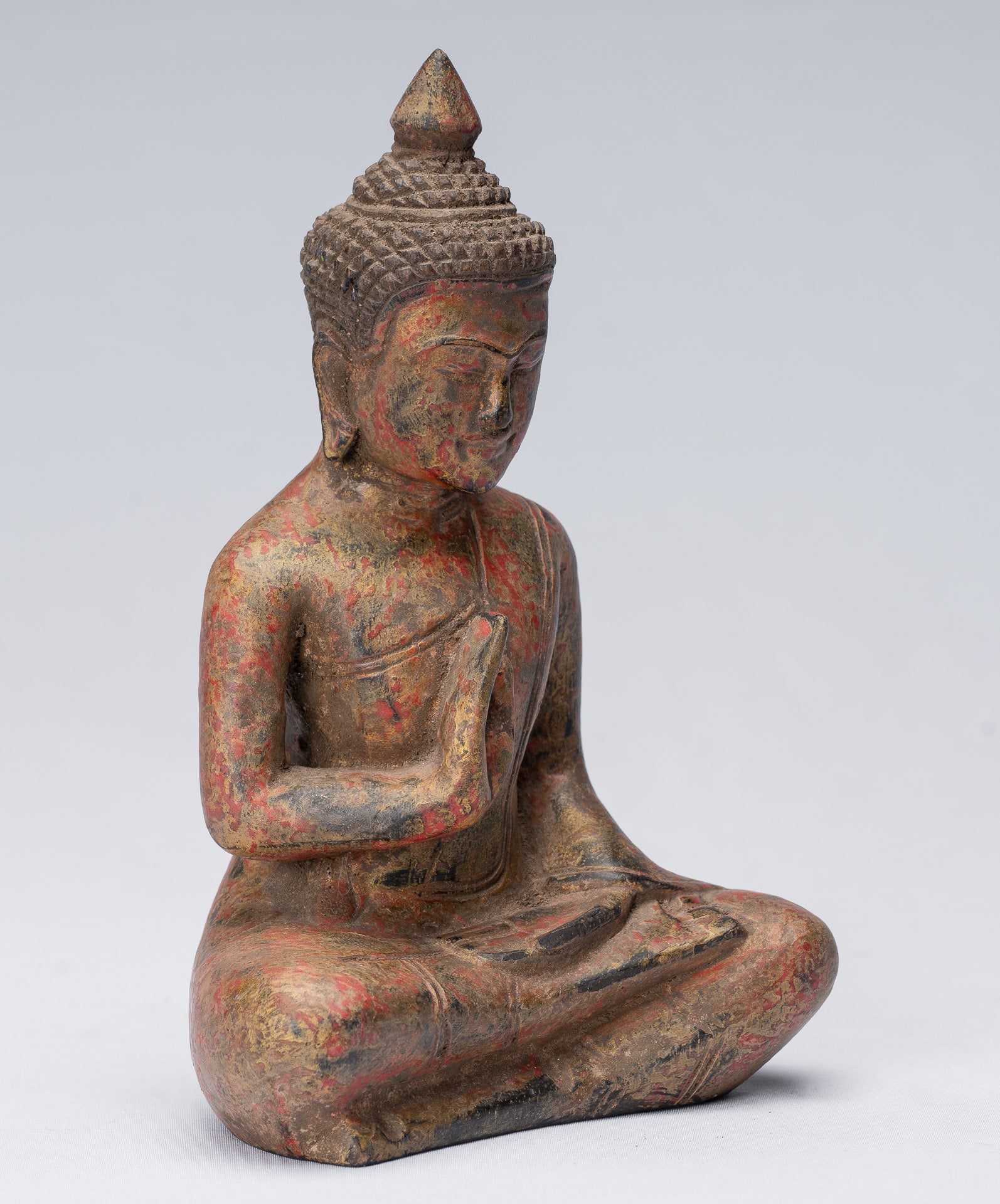 Buddha Sculpture - Buddha - Antique Khmer Style seduto Buddha Statue Teaching Mudra - 21 cm/8 "