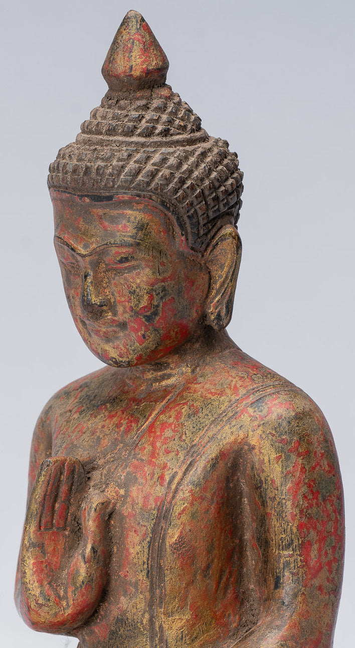 Buddha Sculpture - Buddha - Antique Khmer Style seduto Buddha Statue Teaching Mudra - 21 cm/8 "
