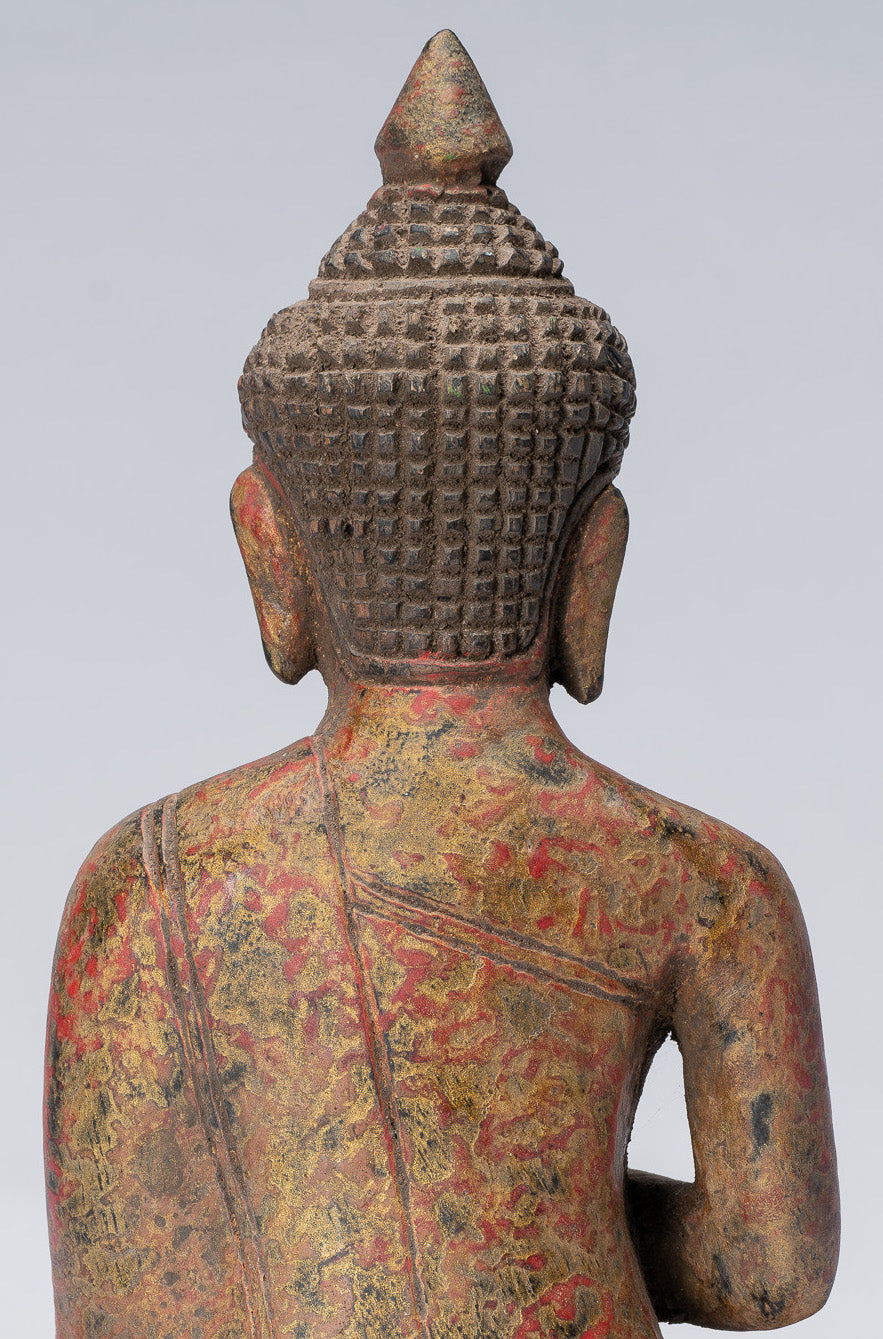 Buddha Sculpture - Buddha - Antique Khmer Style seduto Buddha Statue Teaching Mudra - 21 cm/8 "