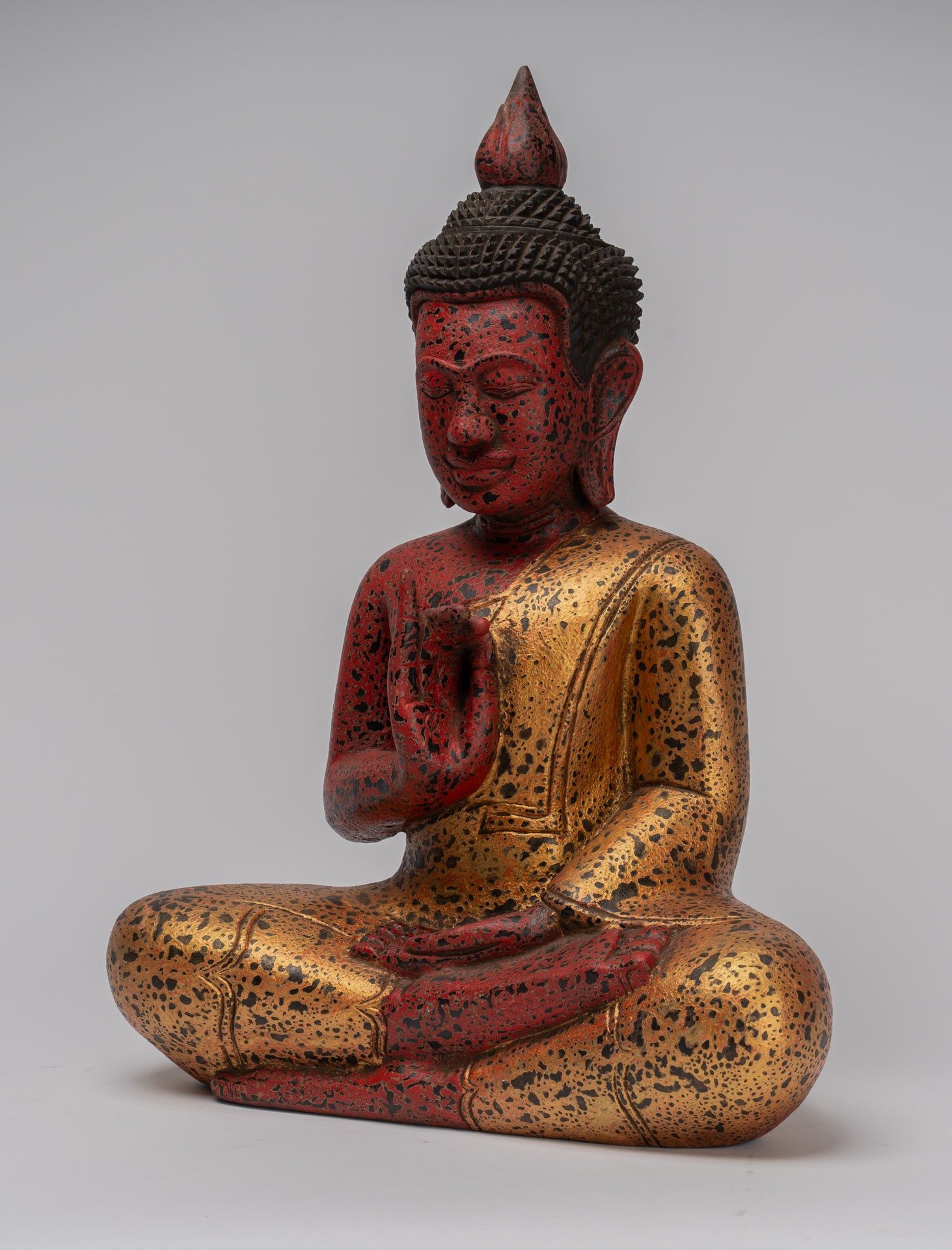 Statue di Buddha - Antique Khmer in stile Cambogia seduta statue di Buddha Insegnamento Mudra - 46 cm/18 "
