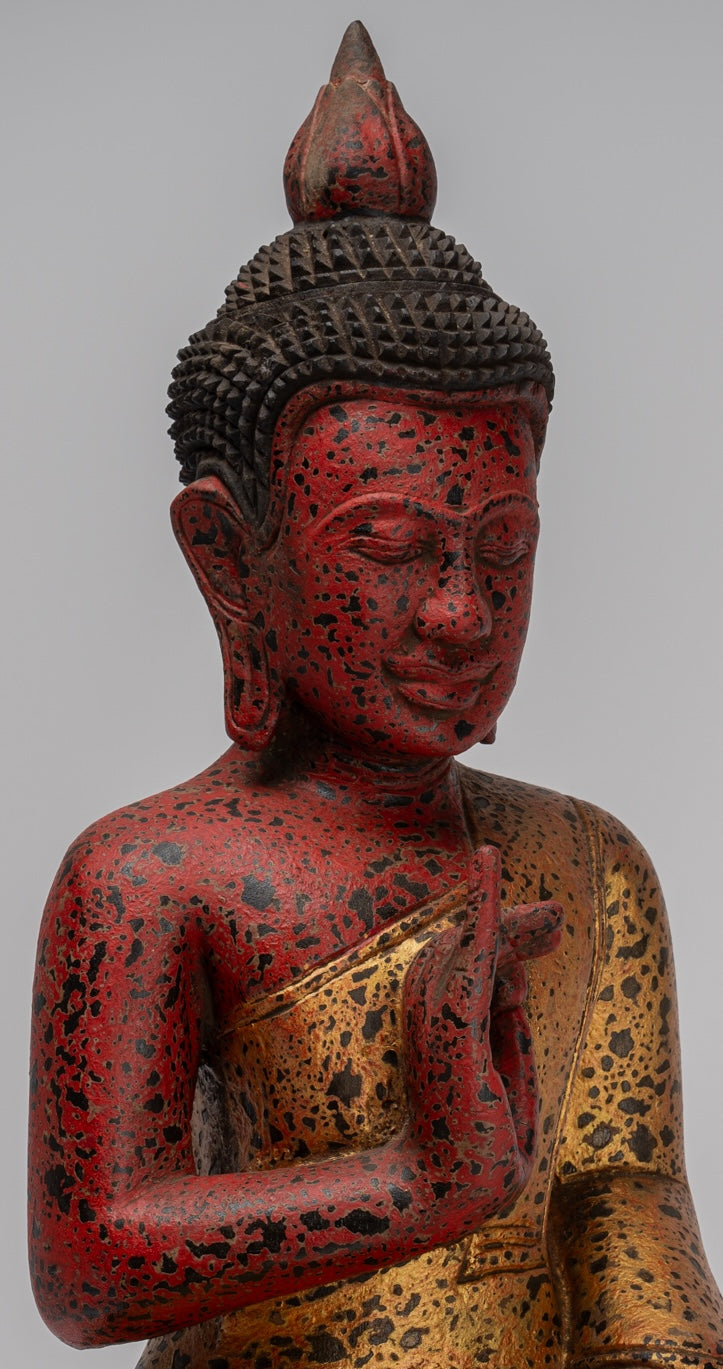 Statue di Buddha - Antique Khmer in stile Cambogia seduta statue di Buddha Insegnamento Mudra - 46 cm/18 "
