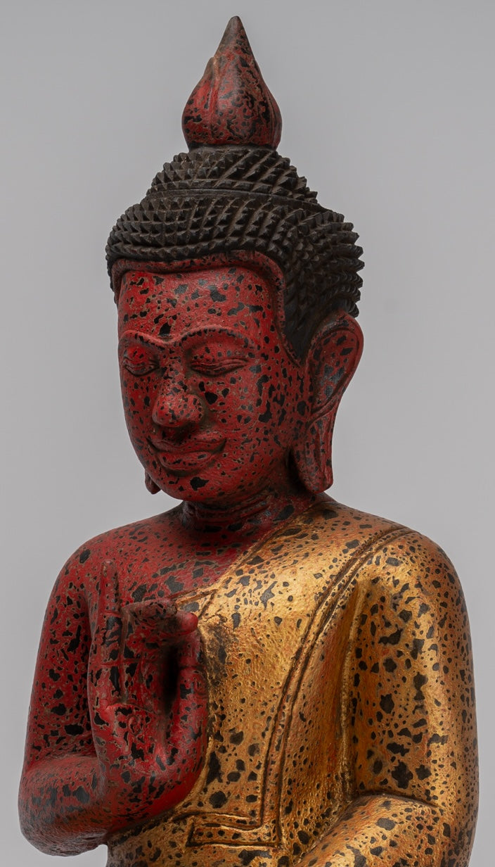 Statue di Buddha - Antique Khmer in stile Cambogia seduta statue di Buddha Insegnamento Mudra - 46 cm/18 "