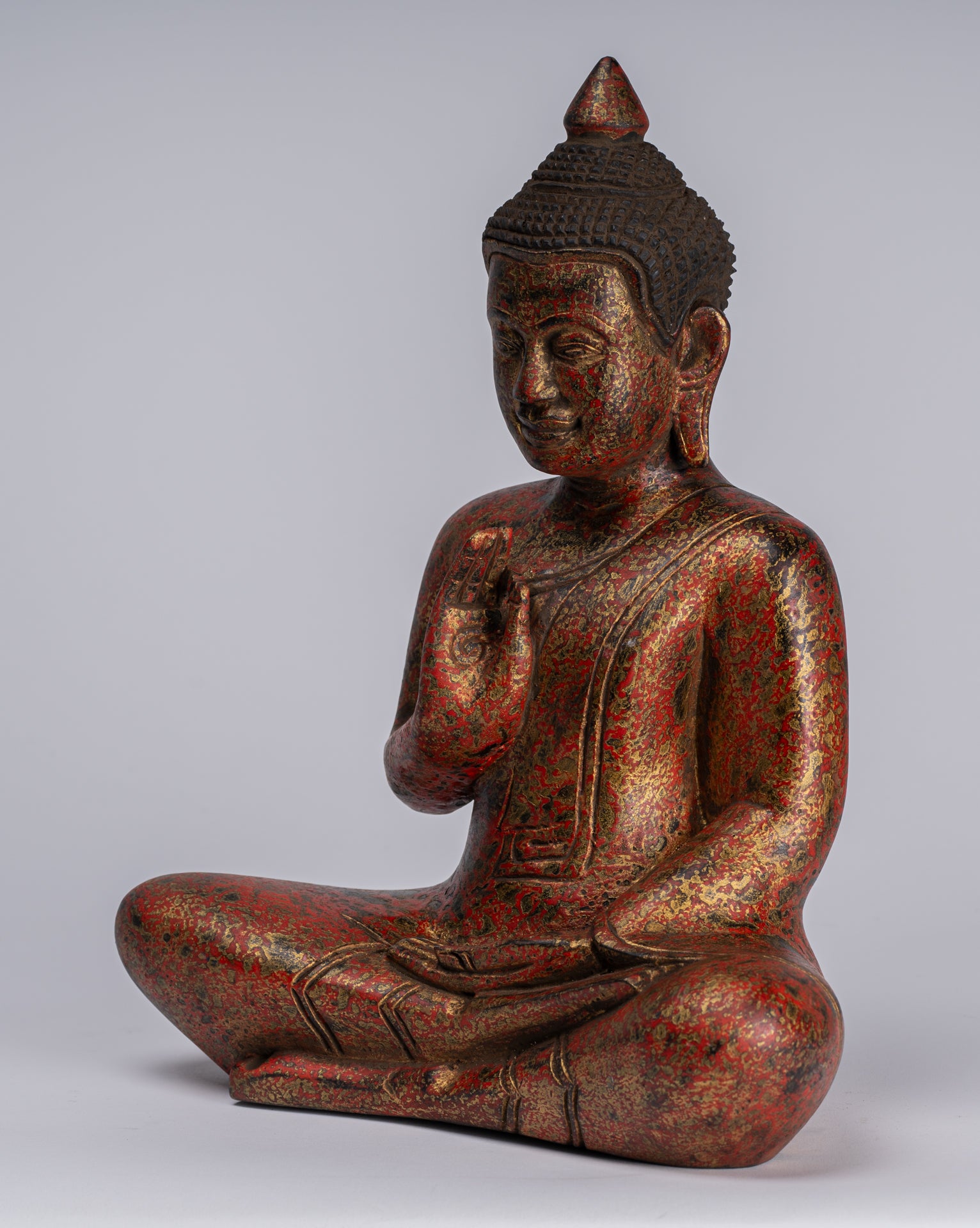 Statue Buddha - Antique Khmer in stile Khmer Cambogia STATUE BUDDHA BUDDHA Insegnamento Mudra - 31 cm/12 "