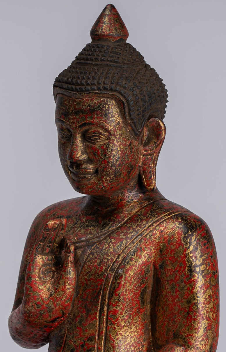 Statue Buddha - Antique Khmer in stile Khmer Cambogia STATUE BUDDHA BUDDHA Insegnamento Mudra - 31 cm/12 "