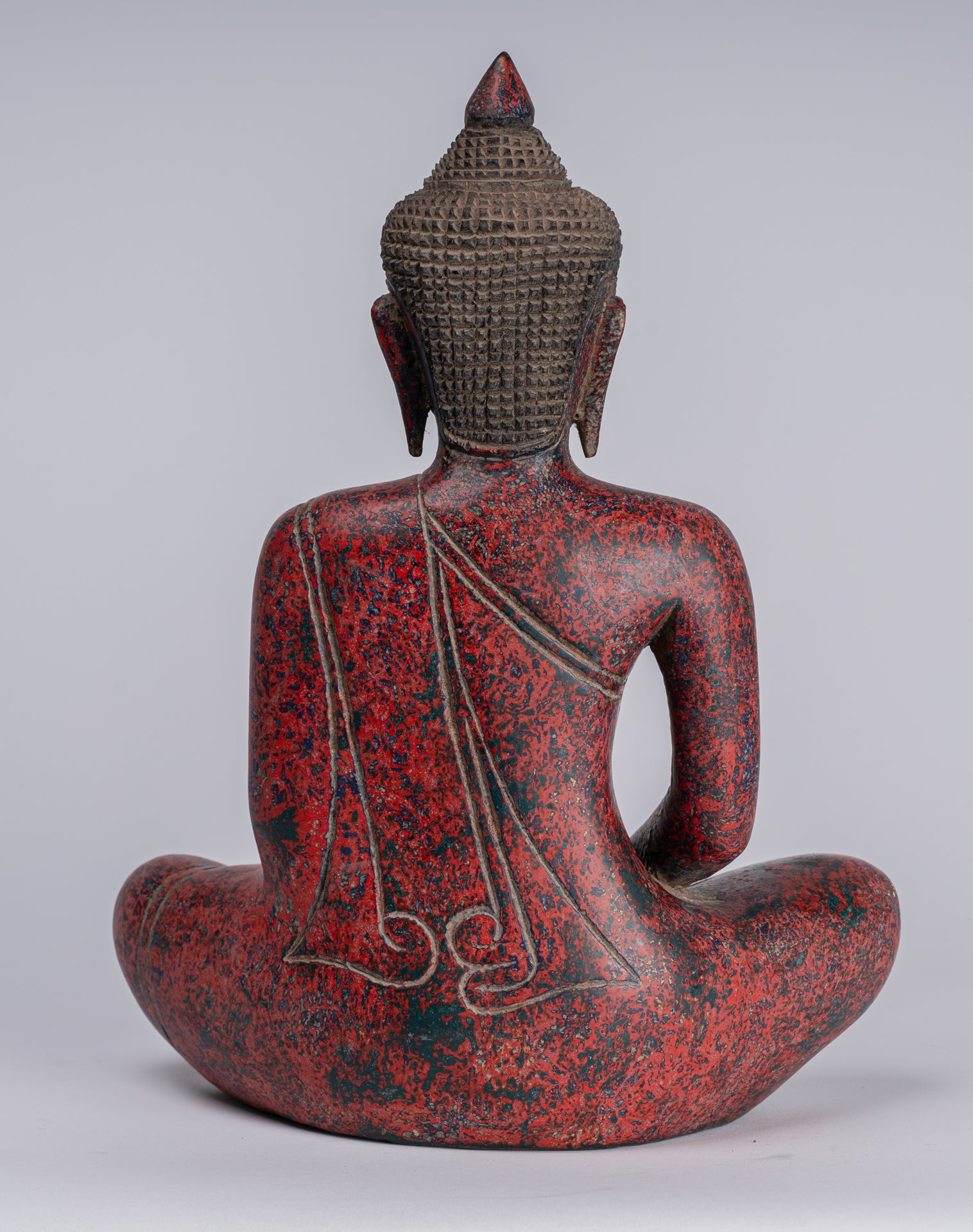 Buddha Sculpture - Antique Khmer in stile Khmer Seduto Buddha Statue Dhyana Meditazione Mudra - 33 cm/13 "