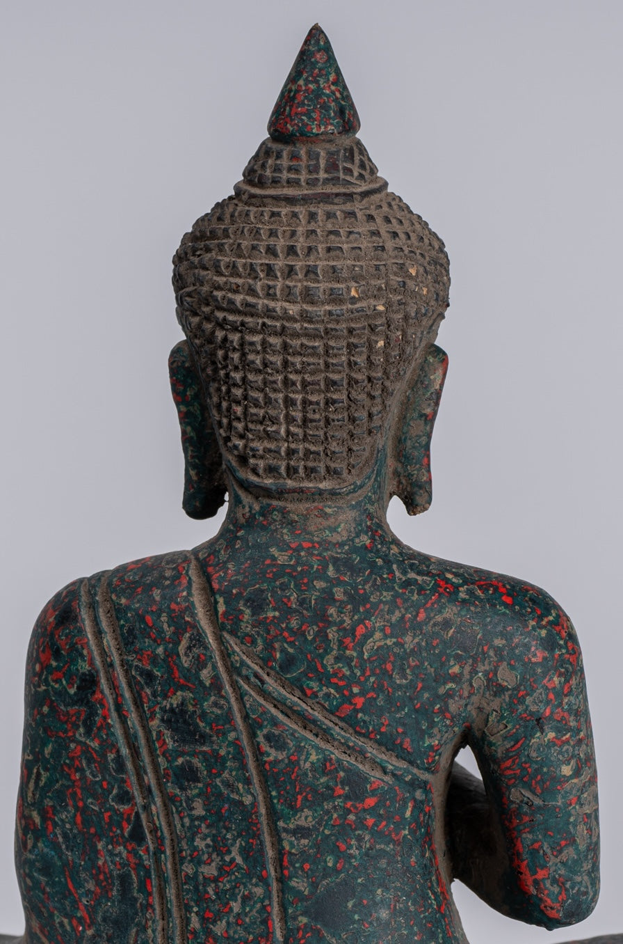 Statue di Buddha - Antique Khmer in stile Cambogia Statue Buddha seduta Insegnamento Mudra - 20 cm/8 "