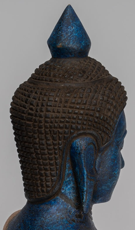 Buddha Sculpture - Antique Khmer in stile Khmer Legno Buddha Statua Dhyana Meditazione Mudra - 46 cm/18 "