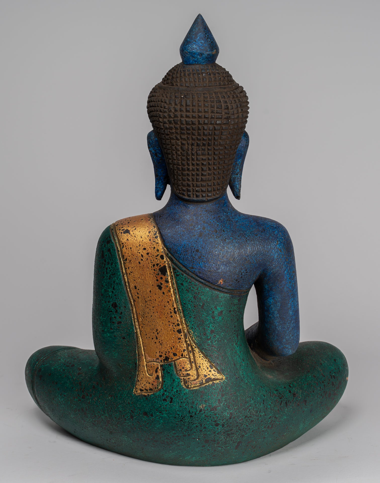 Buddha Sculpture - Antique Khmer in stile Khmer Legno Buddha Statua Dhyana Meditazione Mudra - 46 cm/18 "