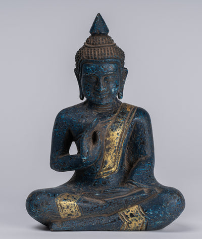Estatua de Buda - Estatua de Buda de Madera de Madera Antigua de Camboya Camboya enseñando Mudra - 20 cm/8 "