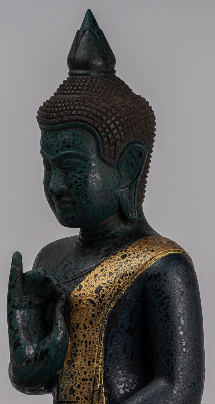 Statua Buddha - Antique Khmer in stile Cambogia Statue Buddha seduta Insegnamento Mudra - 52 cm/21 "