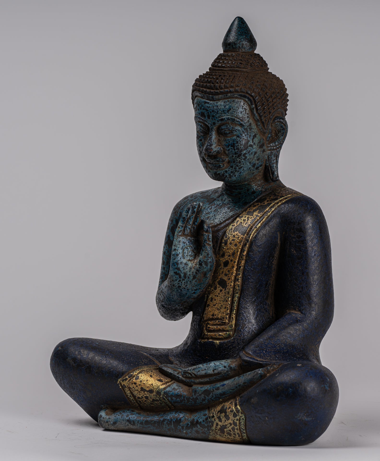 Statue Buddha - Antique Khmer in stile Khmer Cambogia STATUE BUDDHA BUDDHA Insegnamento Mudra - 31 cm/12 "