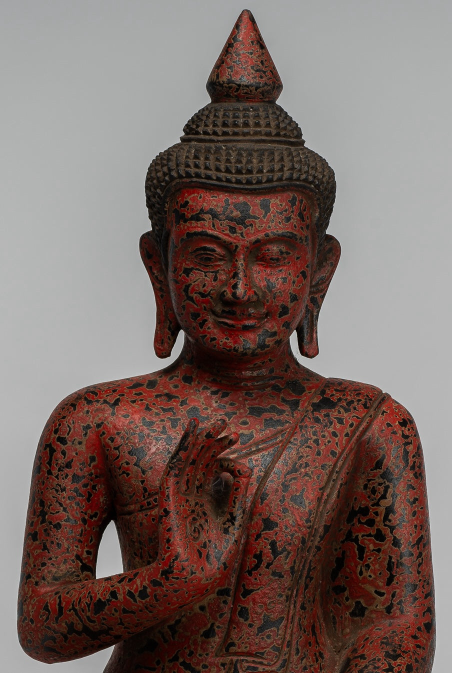 Statue Buddha - Antique Khmer in stile Cambogia Statue Buddha seduta Insegnamento Mudra - 40 cm/16 "