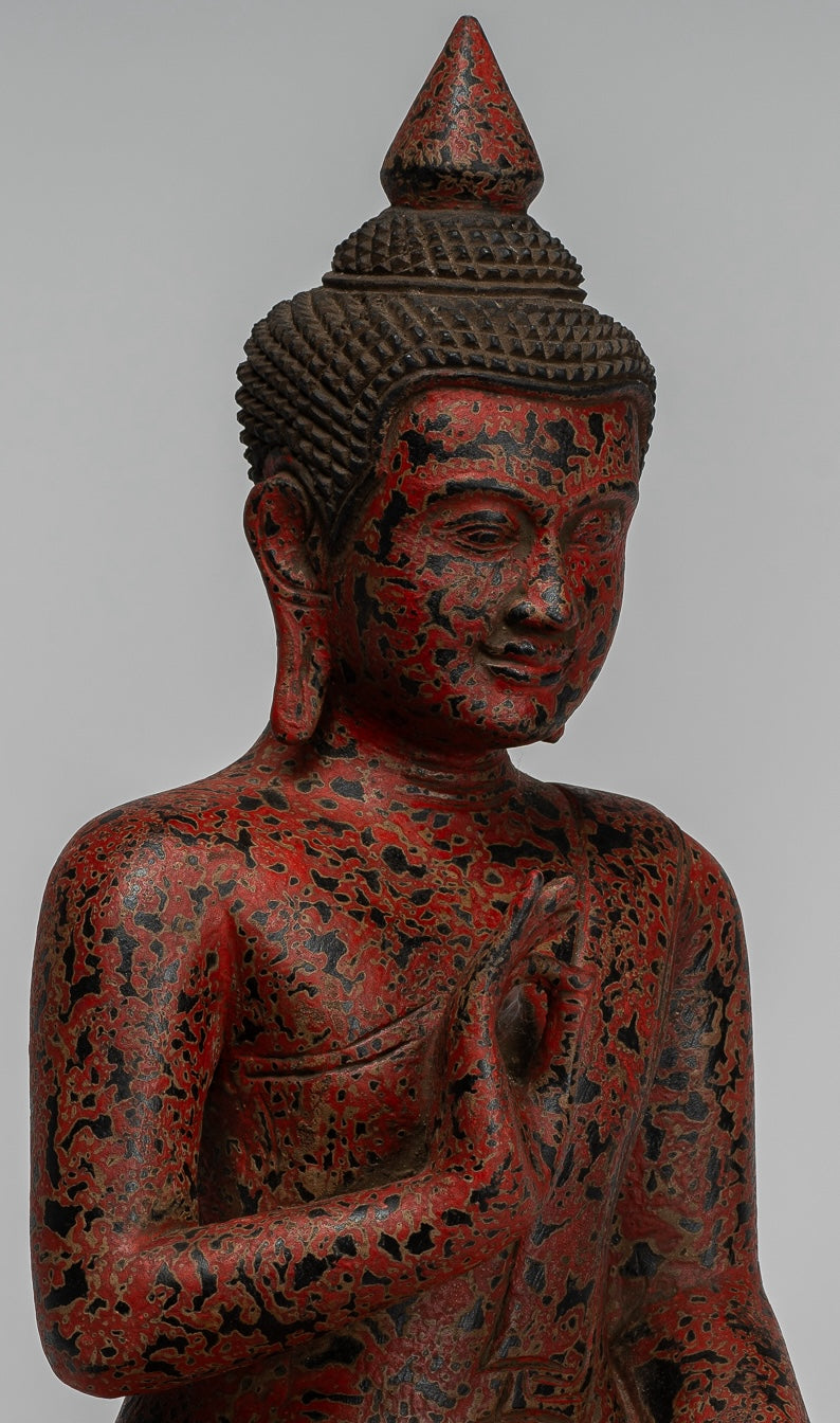 Statue Buddha - Antique Khmer in stile Cambogia Statue Buddha seduta Insegnamento Mudra - 40 cm/16 "
