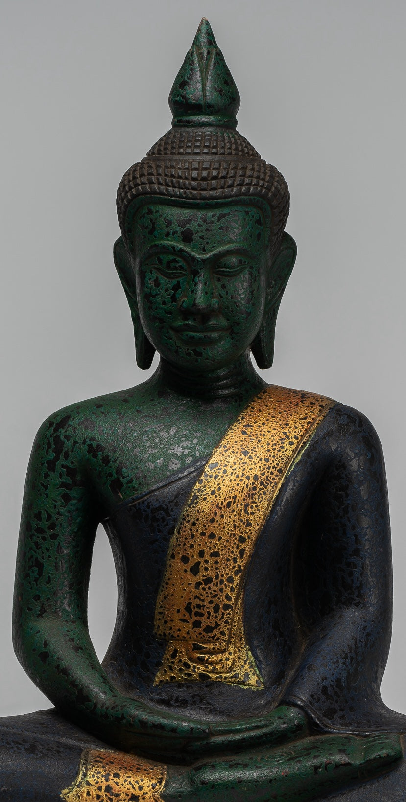 Buddha Sculpture - Antique Khmer Style Wood Seated Buddha Statue Dhyana Meditation Mudra - 54cm/22"