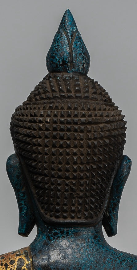 Buddha Statue - Antique Khmer Style Cambodia Seated Wood Buddha Statue Teaching Mudra - 47cm/19"