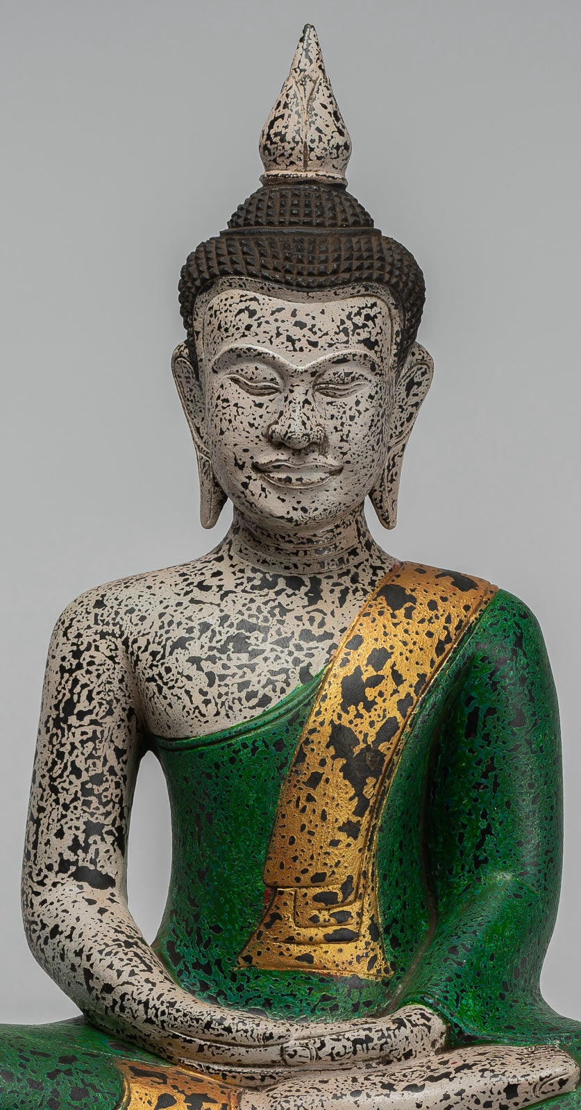 Buddha Sculpture - Antique Khmer Style Wood Seated Buddha Statue Dhyana Meditation Mudra - 54cm/22"