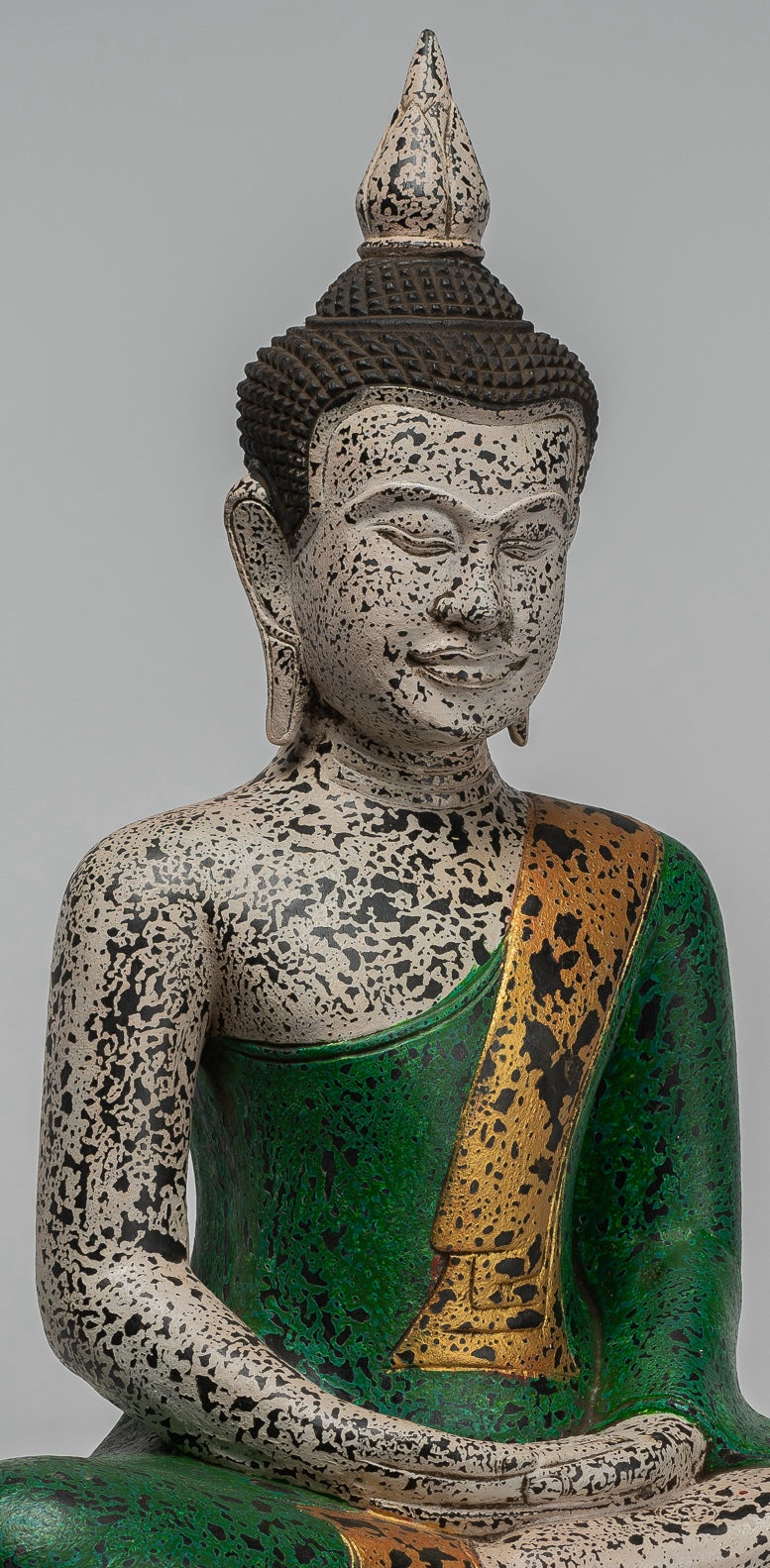 Buddha Sculpture - Antique Khmer Style Wood Seated Buddha Statue Dhyana Meditation Mudra - 54cm/22"