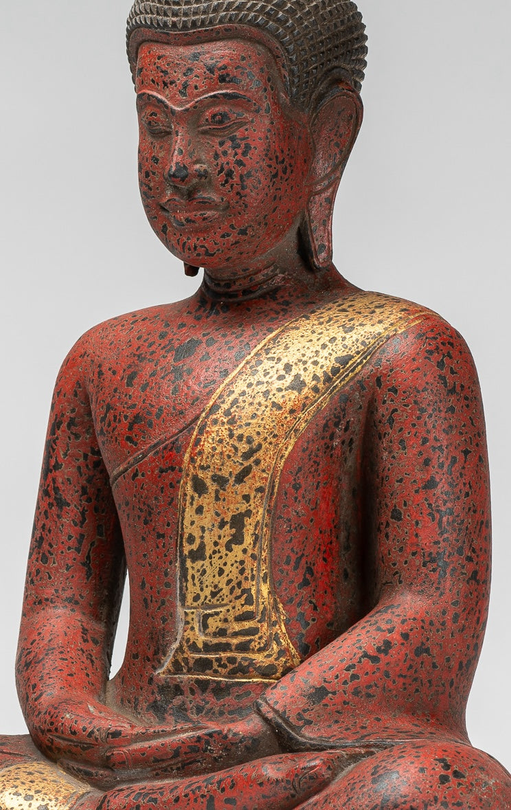 Statua Buddha - Antique Khmer Style SE Asia Meditazione in legno Statua Buddha - 53 cm/21 "