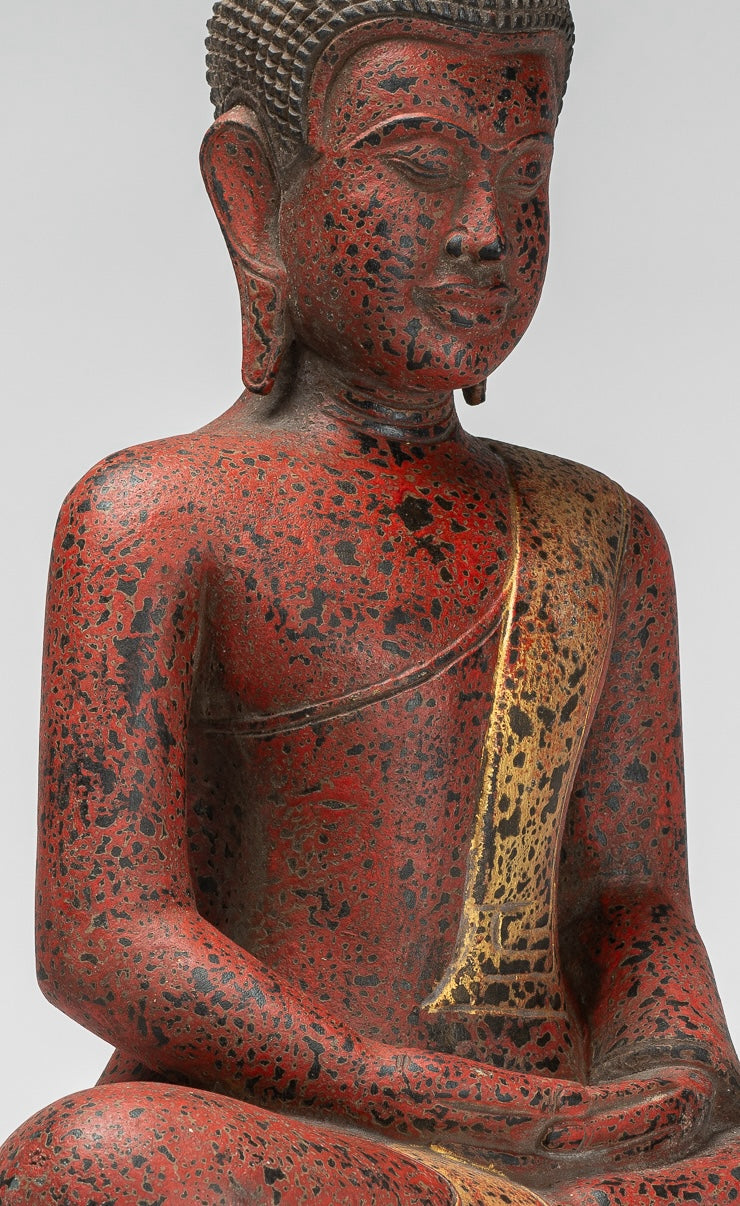 Statua Buddha - Antique Khmer Style SE Asia Meditazione in legno Statua Buddha - 53 cm/21 "