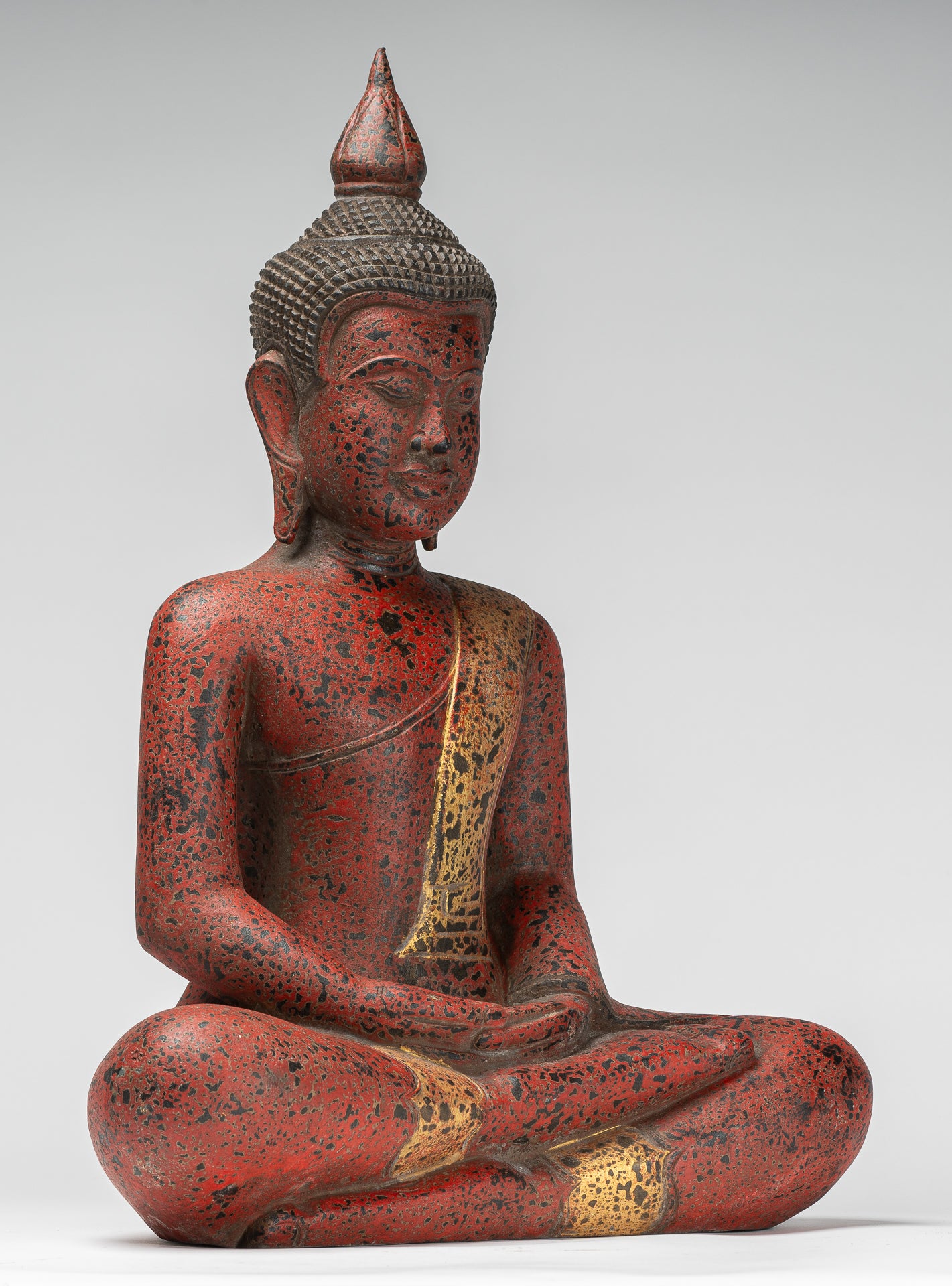 Statua Buddha - Antique Khmer Style SE Asia Meditazione in legno Statua Buddha - 53 cm/21 "