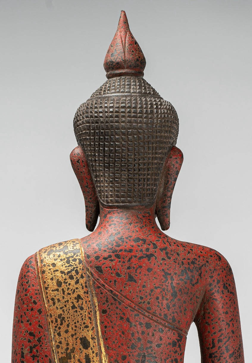 Statua Buddha - Antique Khmer Style SE Asia Meditazione in legno Statua Buddha - 53 cm/21 "