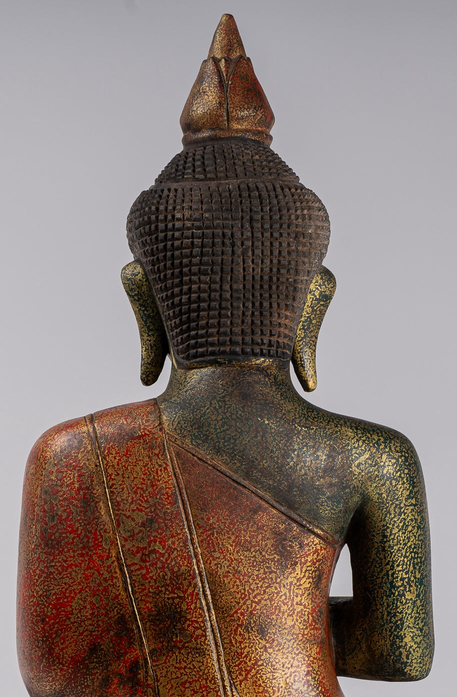 Buddha Statue - Antique Khmer Style Cambodia Seated Wood Buddha Statue Teaching Mudra - 71cm/28"