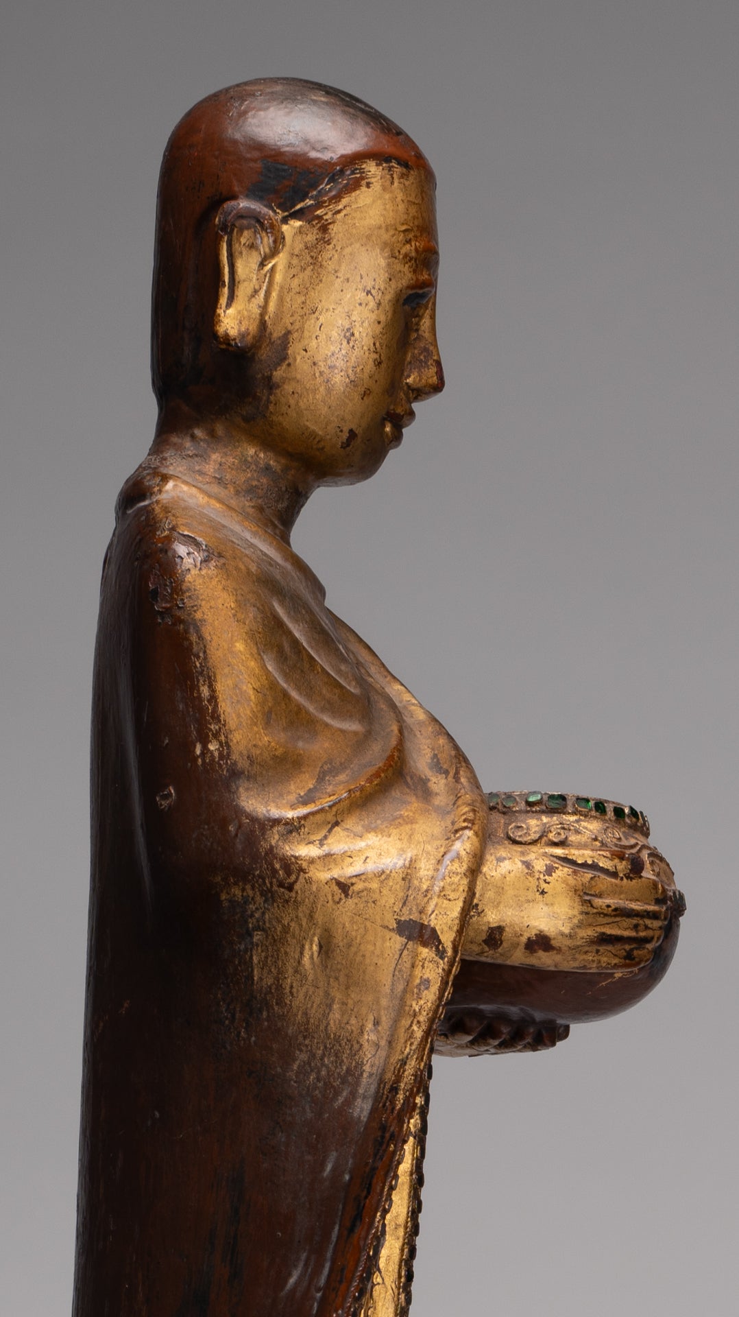 Antike birmanische Stehmandalay Mönch Statue - 90 cm/36 "