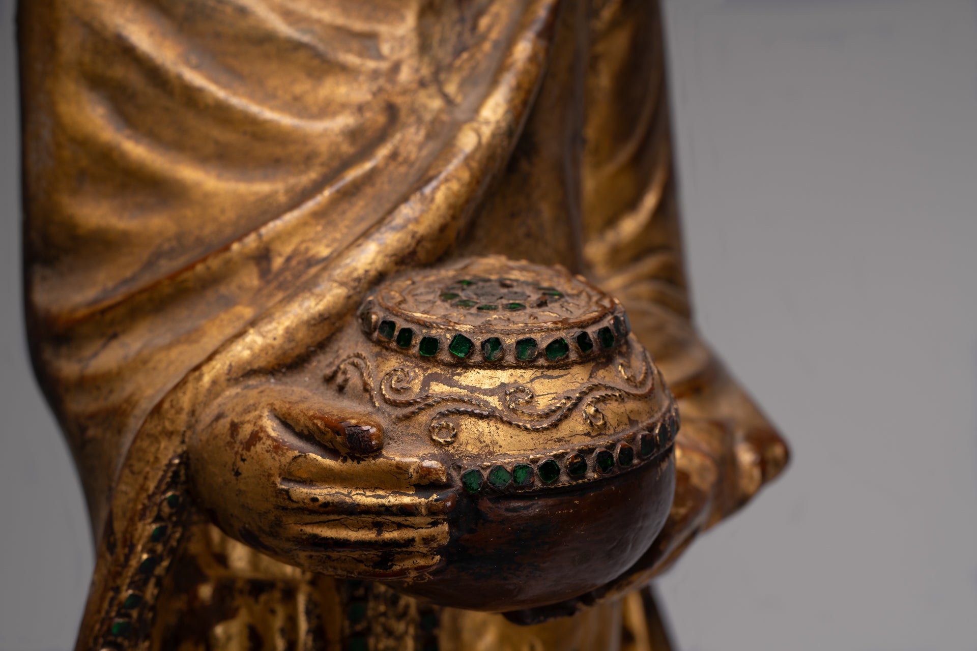 Antike birmanische Stehmandalay Mönch Statue - 90 cm/36 "