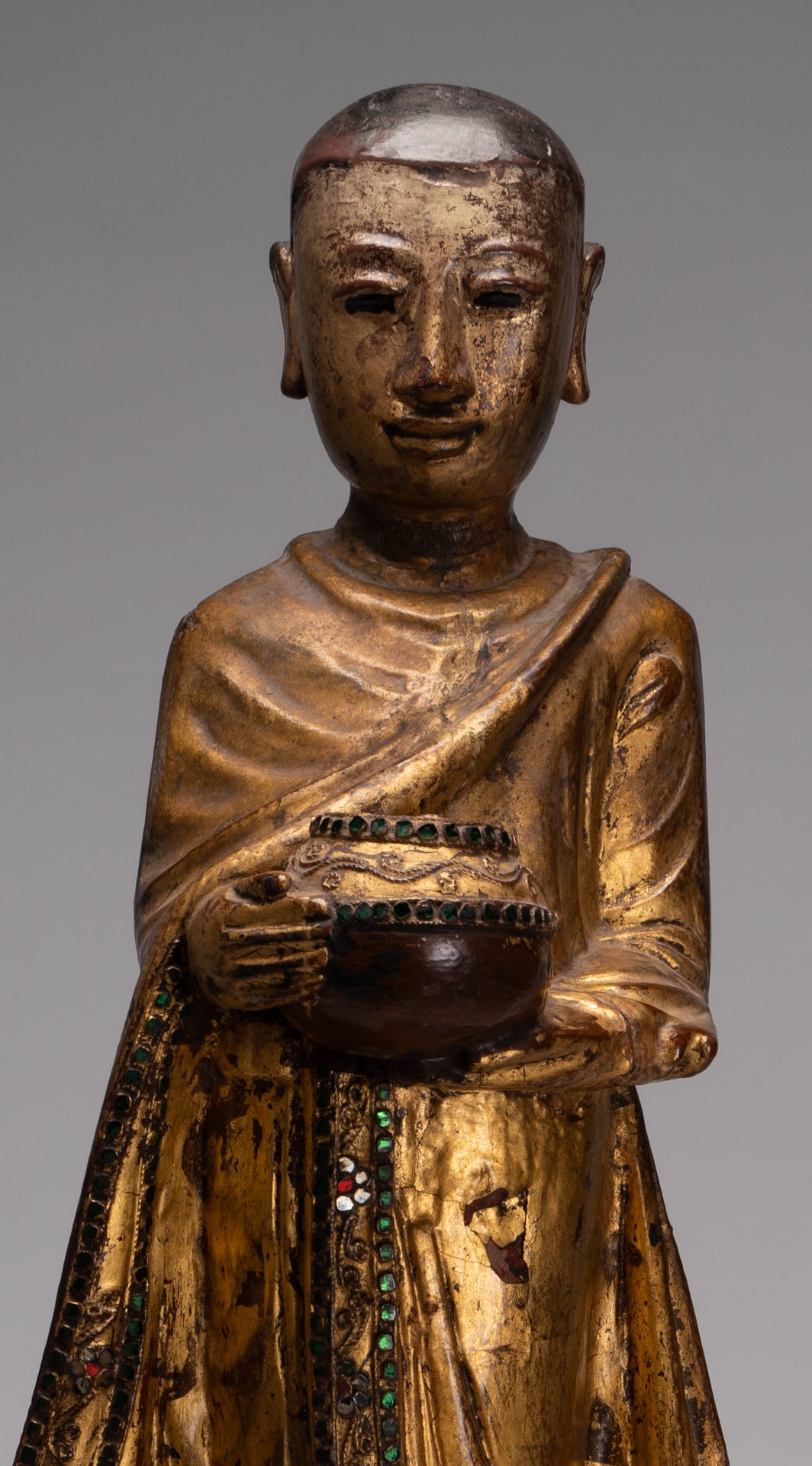 Antike birmanische Stehmandalay Mönch Statue - 90 cm/36 "