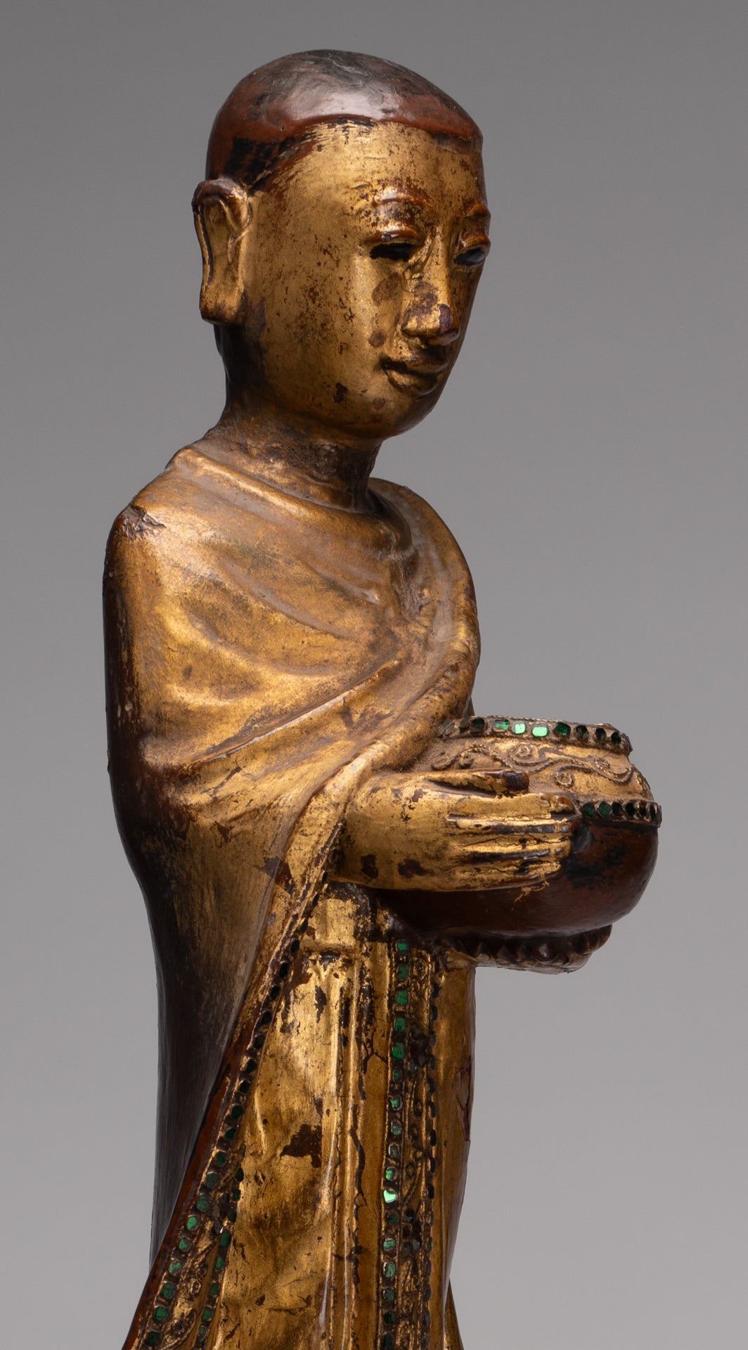 Antike birmanische Stehmandalay Mönch Statue - 90 cm/36 "